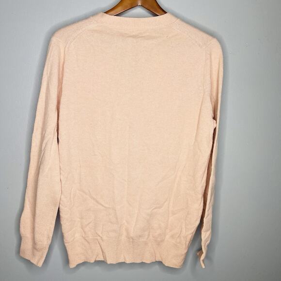 J. Crew Women’s Large Peach Cashmere Wool Blend V Neck Cardigan Sweater - Picture 6 of 6